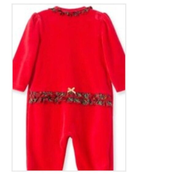 Little Me My First Christmas Velour embroidered Footie NWT size 6 months - Picture 4 of 14